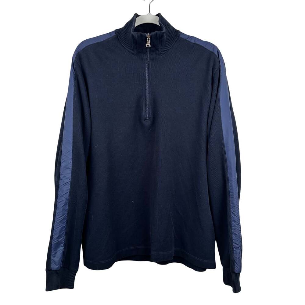 Hugo Boss Men's Sidney 1/4 Zip Sweater Pullover Cotton Navy XL Classic Resort
